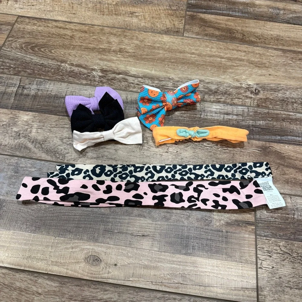 Kids Headbands Bows Lot Various Prints Colors Fabric Hair Accessories‎ 5pc